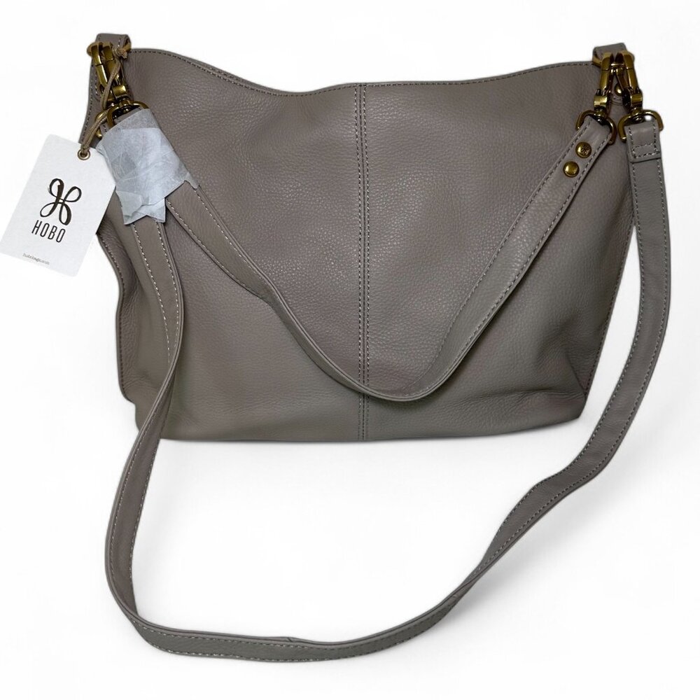 HOBO Leather Pier Shoulder Bag/Crossbody - Taupe